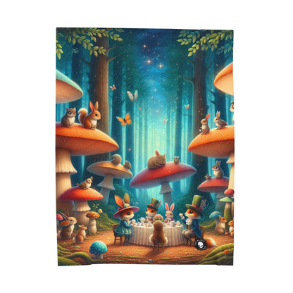 "Mushroom Wonderland: A Magical Tea Party" - The Alien Velveteen Plush Blanket