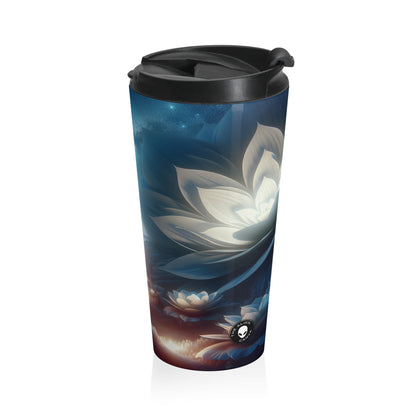 "Midnight Blooms: The Glow of Giant Flowers" - The Alien Stainless Steel Travel Mug