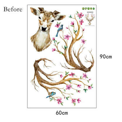 Sika Deer-pegatinas de pared DIY, decoración de pared, calcomanías artísticas para habitaciones de niños, dormitorio, sala de estar, póster de estilo europeo, pegatina de pared única