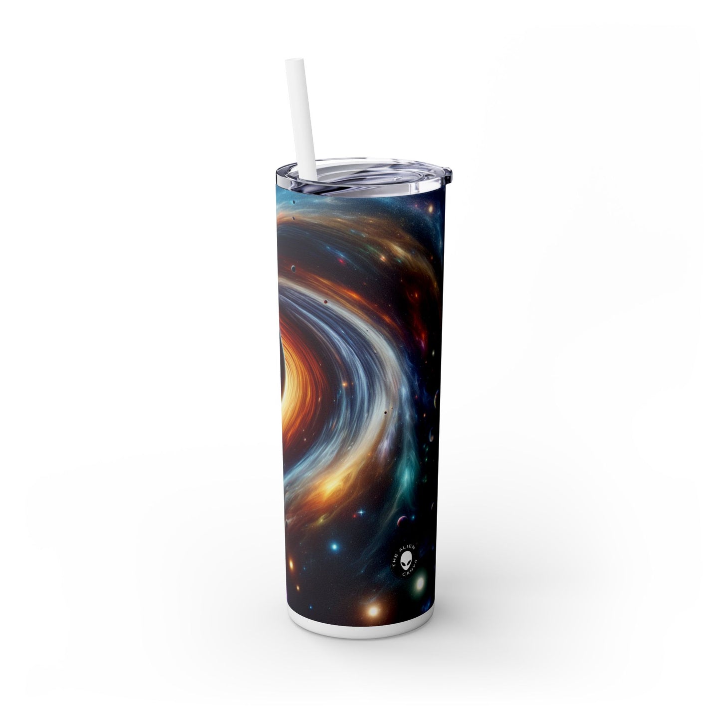 "Galactic Vortex: The Colorful Dance of Stars and Planets" - The Alien Maars® Skinny Tumbler with Straw 20oz