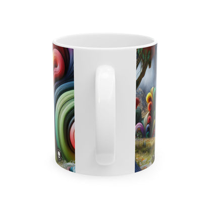 « Montagnes de bonbons et vallées fantaisistes » – Tasse en céramique Alien 11 oz