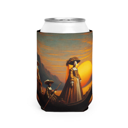 "Crepúsculo dorado en la góndola italiana" - The Alien Can Cooler Sleeve Renaissance Art Style