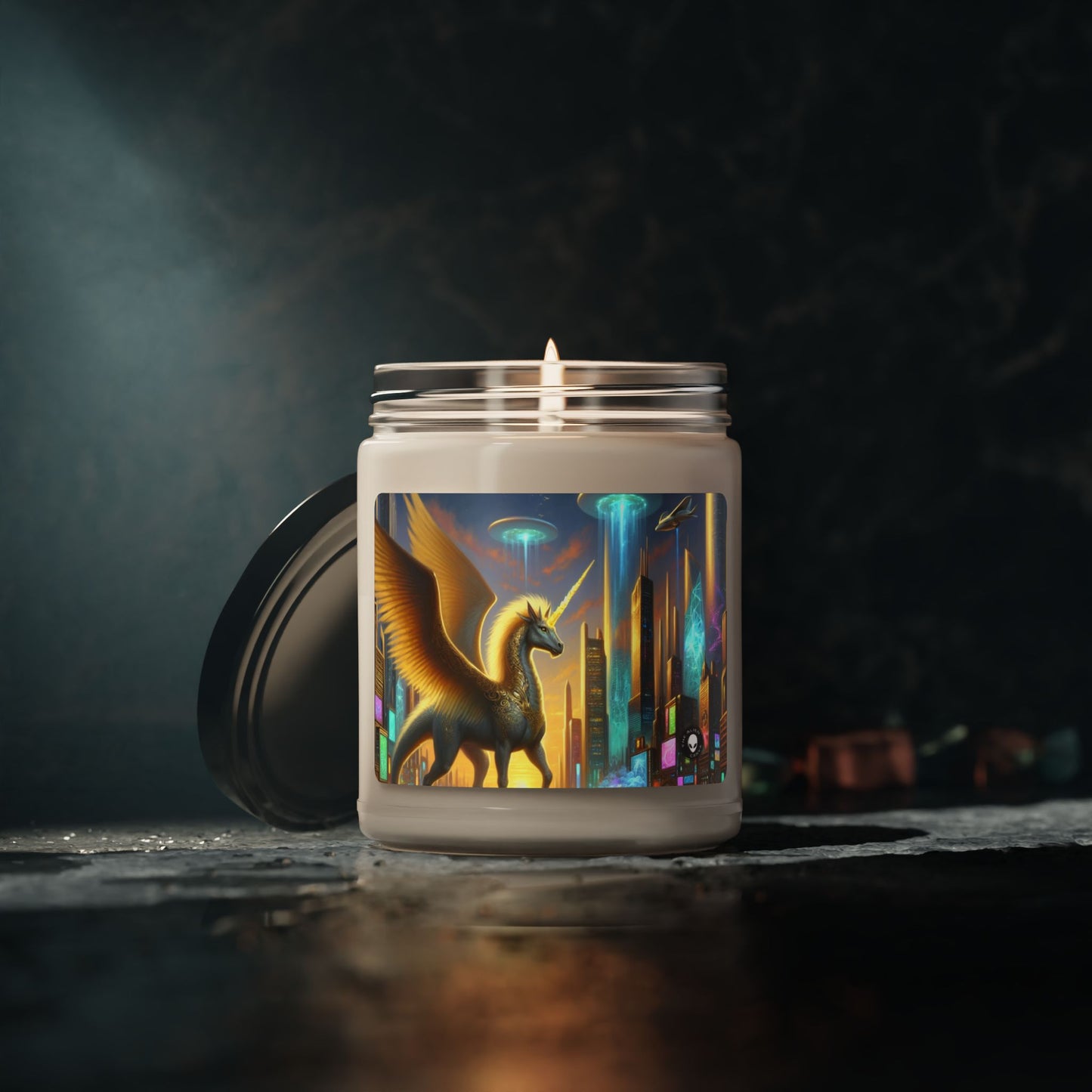 "Futuristic Fantasia: Mythical Being in the Metropolis" - The Alien Scented Soy Candle 9oz