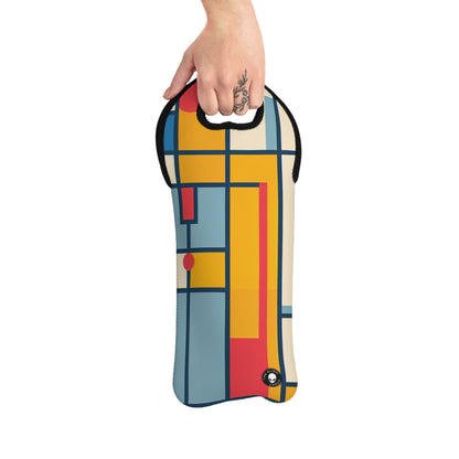 "De Stijl Grid: A Minimalist Color Composition" - The Alien Wine Tote Bag De Stijl