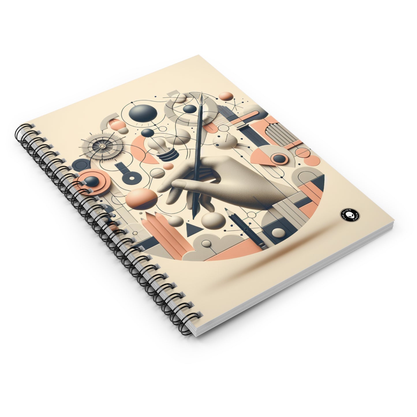 "Fusión tecnología-naturaleza: una exploración artística" - El cuaderno de espiral alienígena (línea reglada) Arte conceptual