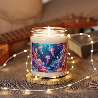 Enchanting Underwater Realm: Glowing Jellyfish and Curious Octopus - The Alien Scented Soy Candle 9oz