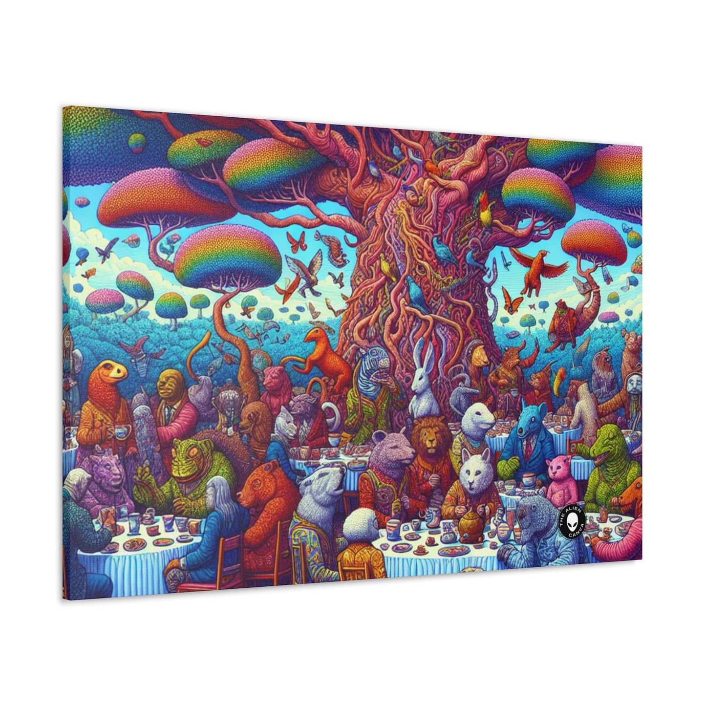 "Animal Tea Party in a Rainbow Wonderland" - The Alien Canva