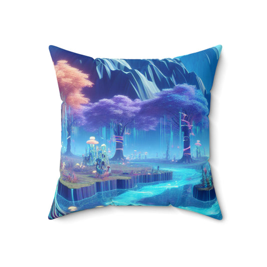 "Dreamscape Odyssey" - The Alien Spun Polyester Square Pillow Virtual Reality Art