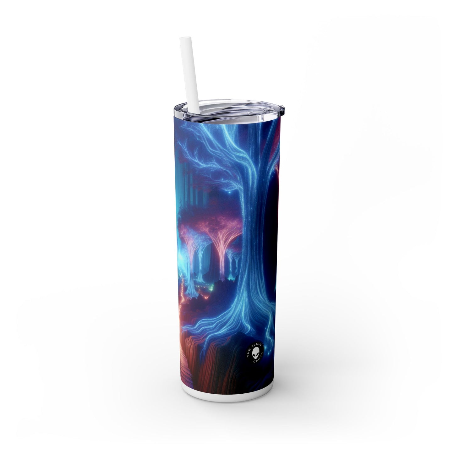 "Glowing Enchanted Forest: A Journey into the Unknown" - The Alien Maars® Skinny Tumbler with Straw 20oz