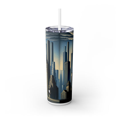 "Modern Metropolis: A Precisionism Perspective" - The Alien Maars® Skinny Tumbler with Straw 20oz Precisionism