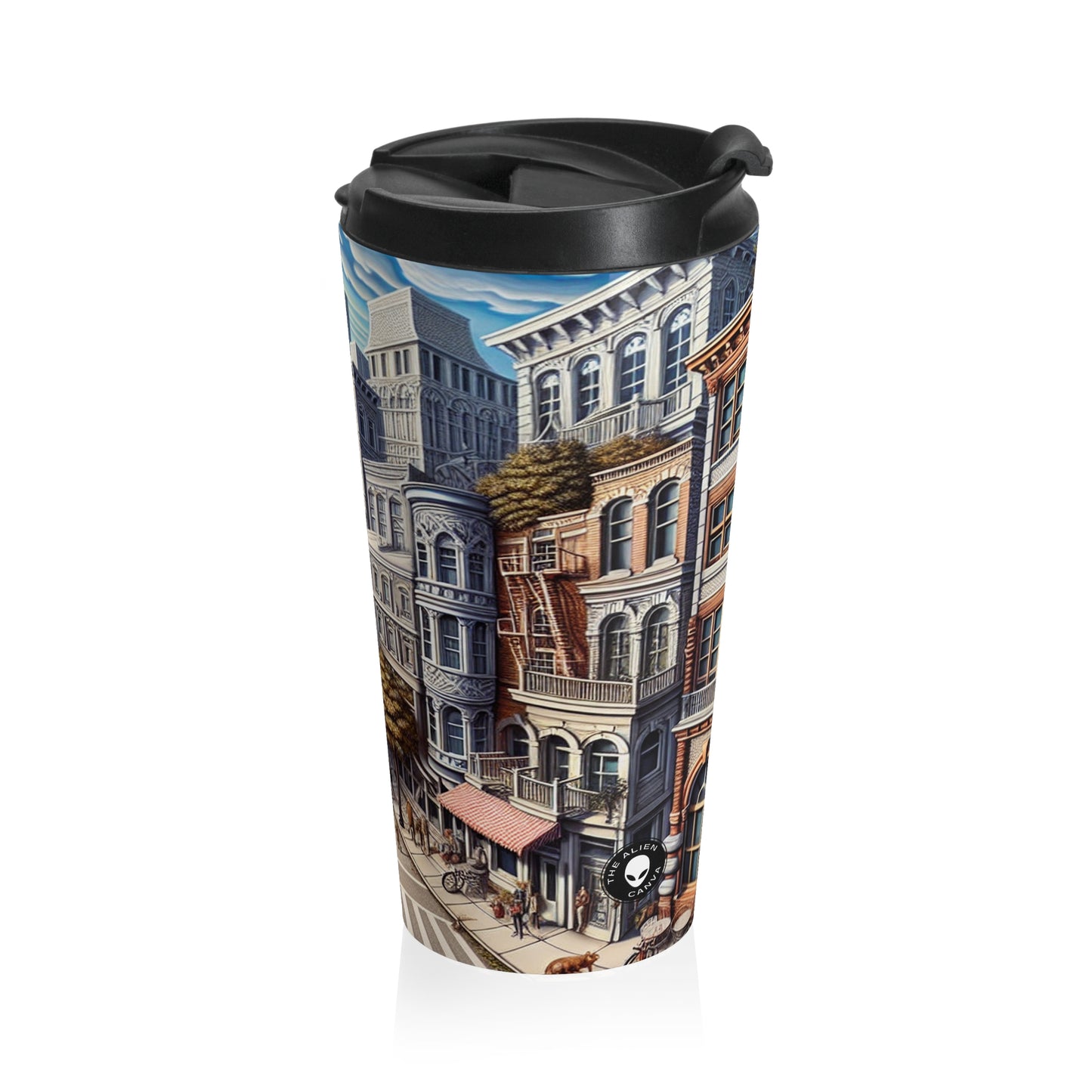 "Enchanted Passage: Transcending Reality" - The Alien Stainless Steel Travel Mug Trompe-l'oeil