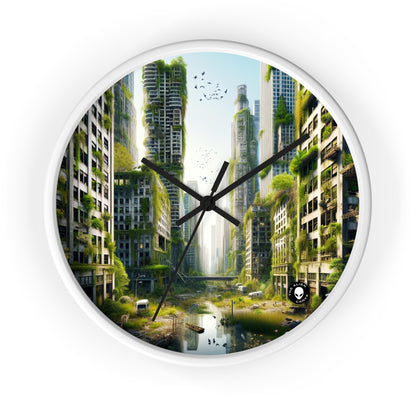 "Nature's Reclamation: A Futuristic Urban Jungle" - The Alien Wall Clock