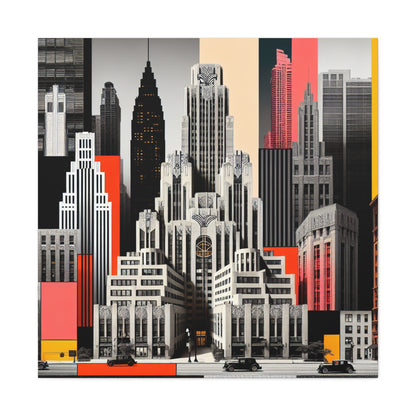 "A Contrast of Times: Classic Art Deco Skyscrapers and a Modern Cityscape" - The Alien Canva Art Deco Style