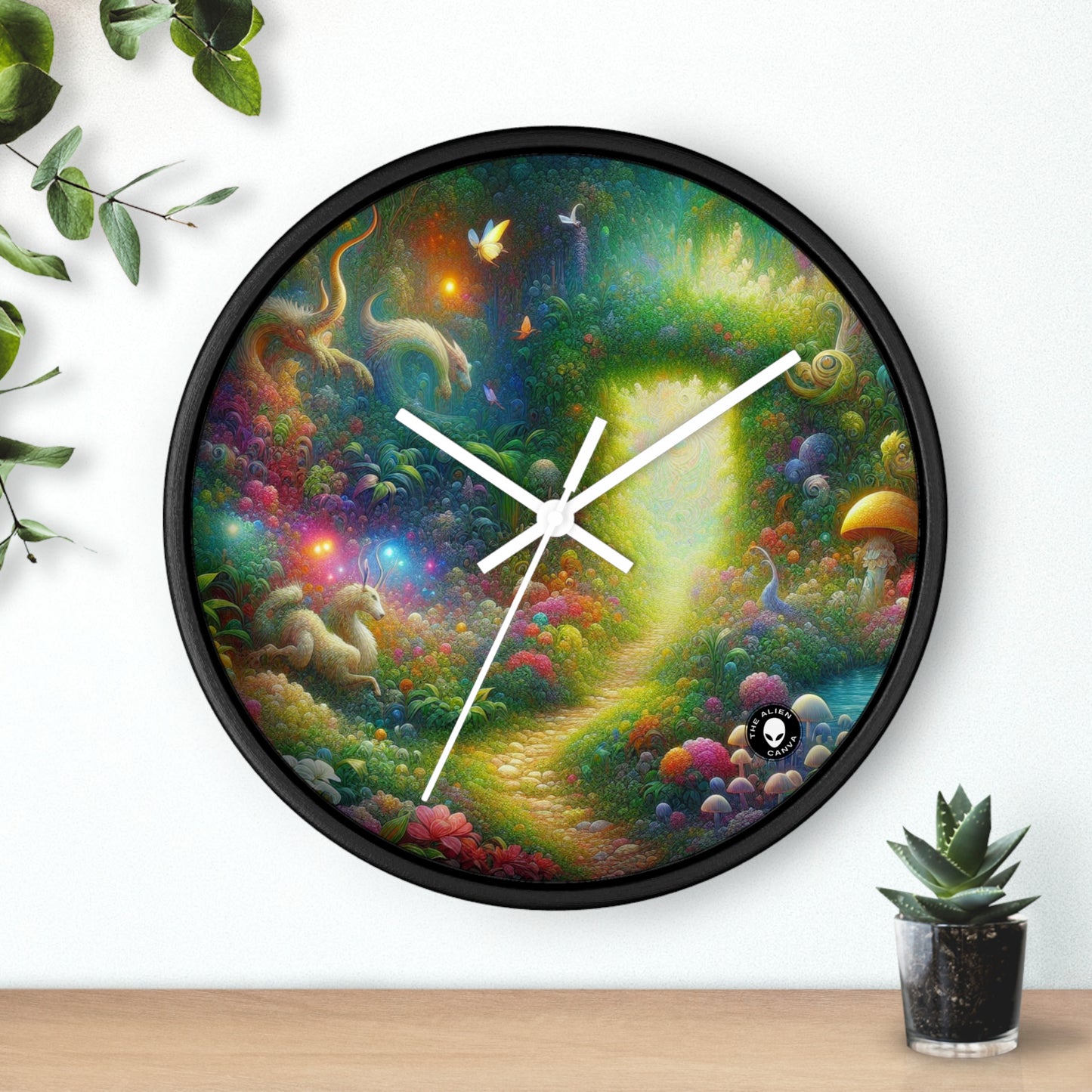 "Jardín Místico del Encanto" - El Reloj de Pared Extraterrestre