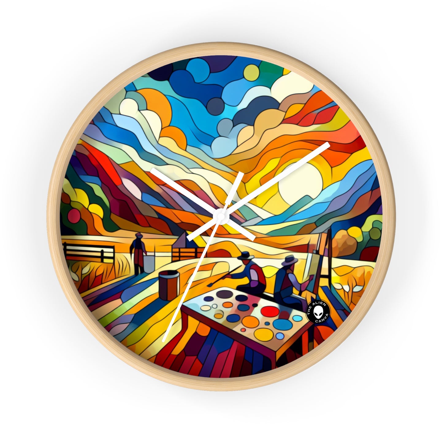 "Paisaje urbano de neón futurista": la pintura de borde duro del reloj de pared alienígena