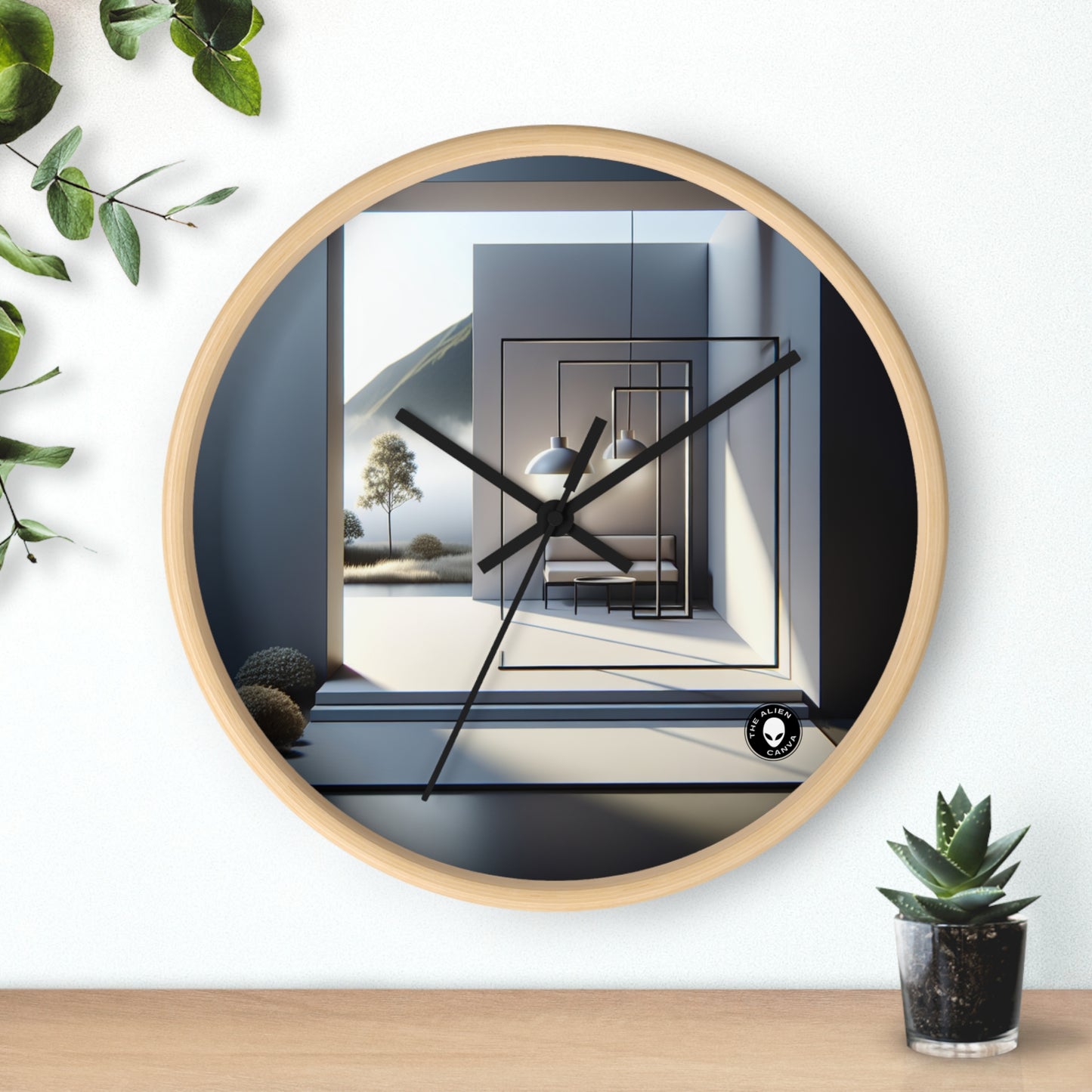 "Equilibrio monocromático: una exploración minimalista del equilibrio" - El minimalismo del reloj de pared alienígena