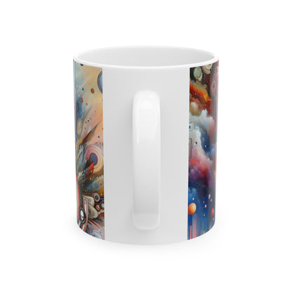 "Temporal Flux: Un viaje surrealista a través de formas abstractas y colores vibrantes" - The Alien Ceramic Mug 11oz Avant-garde Art