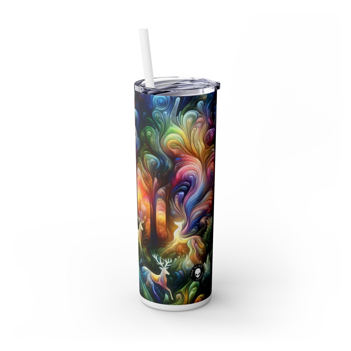 « Enchantement éthéré : la forêt mystique » - Le verre fin Alien Maars® avec paille 20 oz