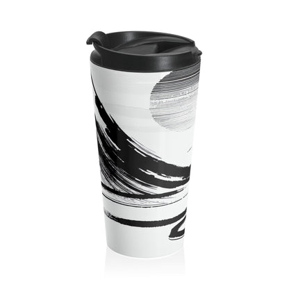 "Harmony of Wind and Water: A Zen Ink Painting" - The Alien Stainless Steel Travel Mug Zen Ink Painting