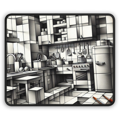 "Cubist Kitchen Collage" - The Alien Gaming Mouse Pad Cubism Style