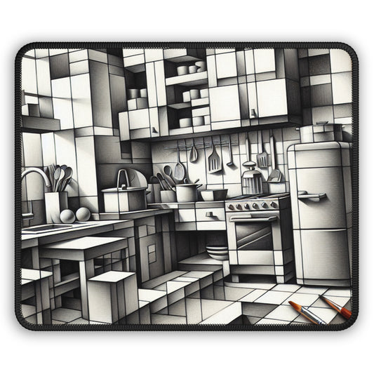 "Collage de cocina cubista" - The Alien Gaming Mouse Pad estilo cubismo