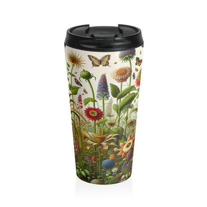 "Enchanted Garden: A Whimsical Scene" - The Alien Stainless Steel Travel Mug