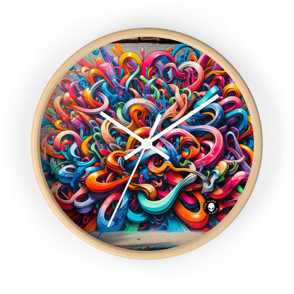 "Urban Vibe: A Graffiti Cityscape" - El reloj de pared alienígena Graffiti Art