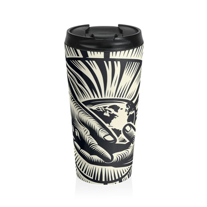 "Uniting Hands, Uniting Nations" - The Alien Tasse de voyage en acier inoxydable avec impression sur bois