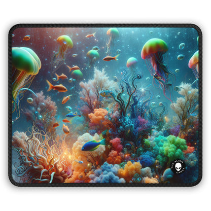 "Neon Fish Dance in Coral Forest" - The Alien Gaming Mouse Pad