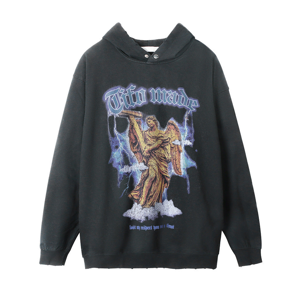 Statue Angel Printed Hoodie Male