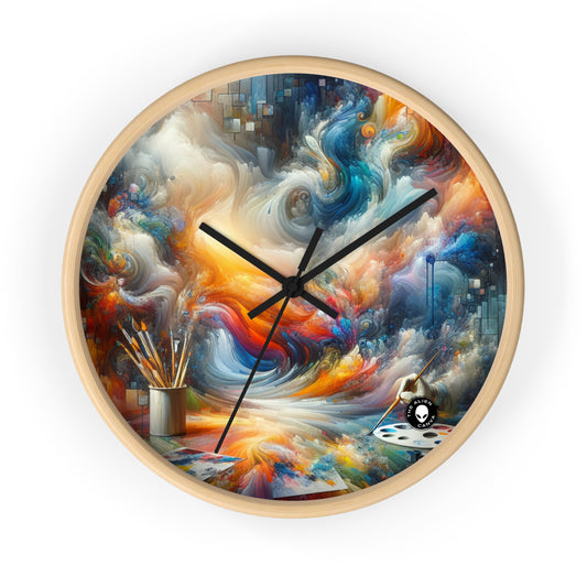 "Forêt mystique : un pays des merveilles fantaisiste" - La peinture numérique de l'horloge murale extraterrestre