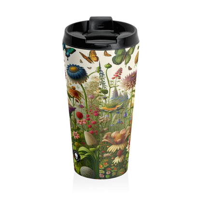 "Enchanted Garden: A Whimsical Scene" - The Alien Stainless Steel Travel Mug