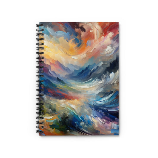 "Abstract Landscape: Exploring Emotional Depths Through Color & Texture" - The Alien Spiral Notebook (Ruled Line) Abstract Expressionism Style