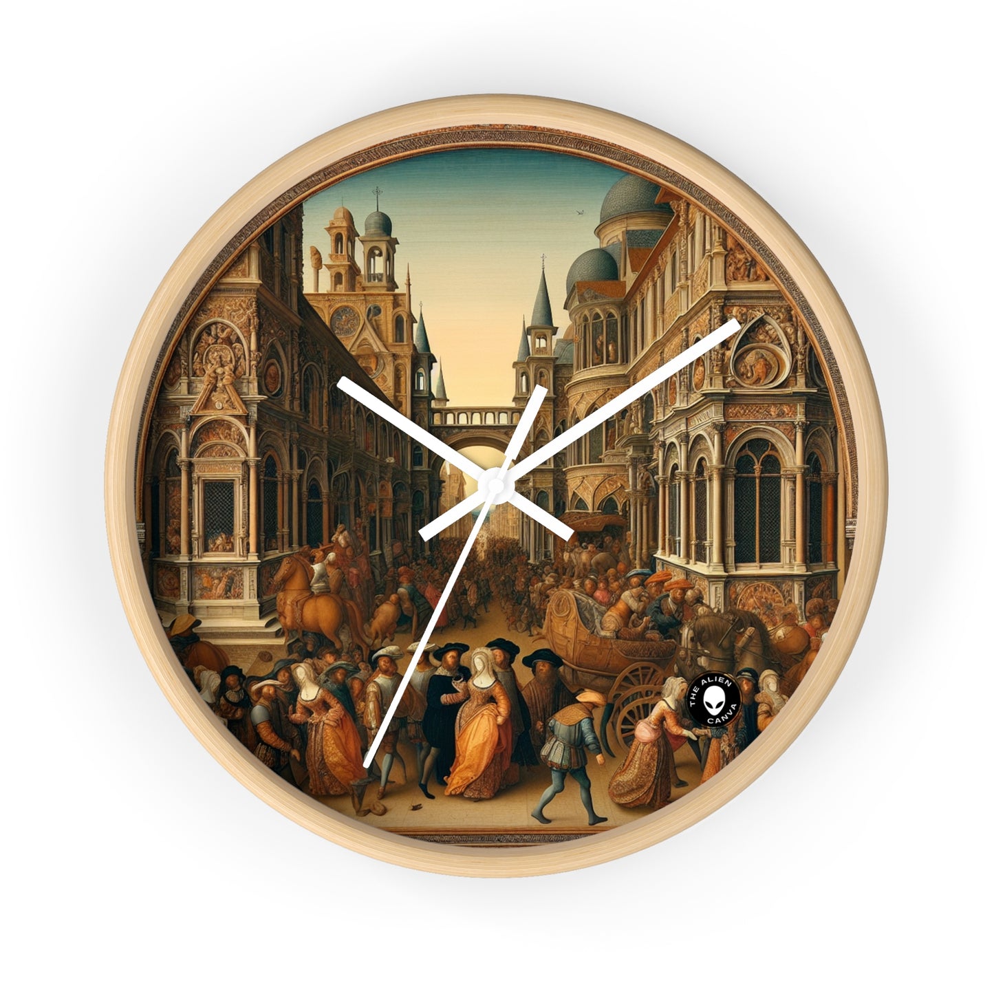 "Unidad en la opulencia: un banquete renacentista de naciones" - The Alien Wall Clock Renaissance