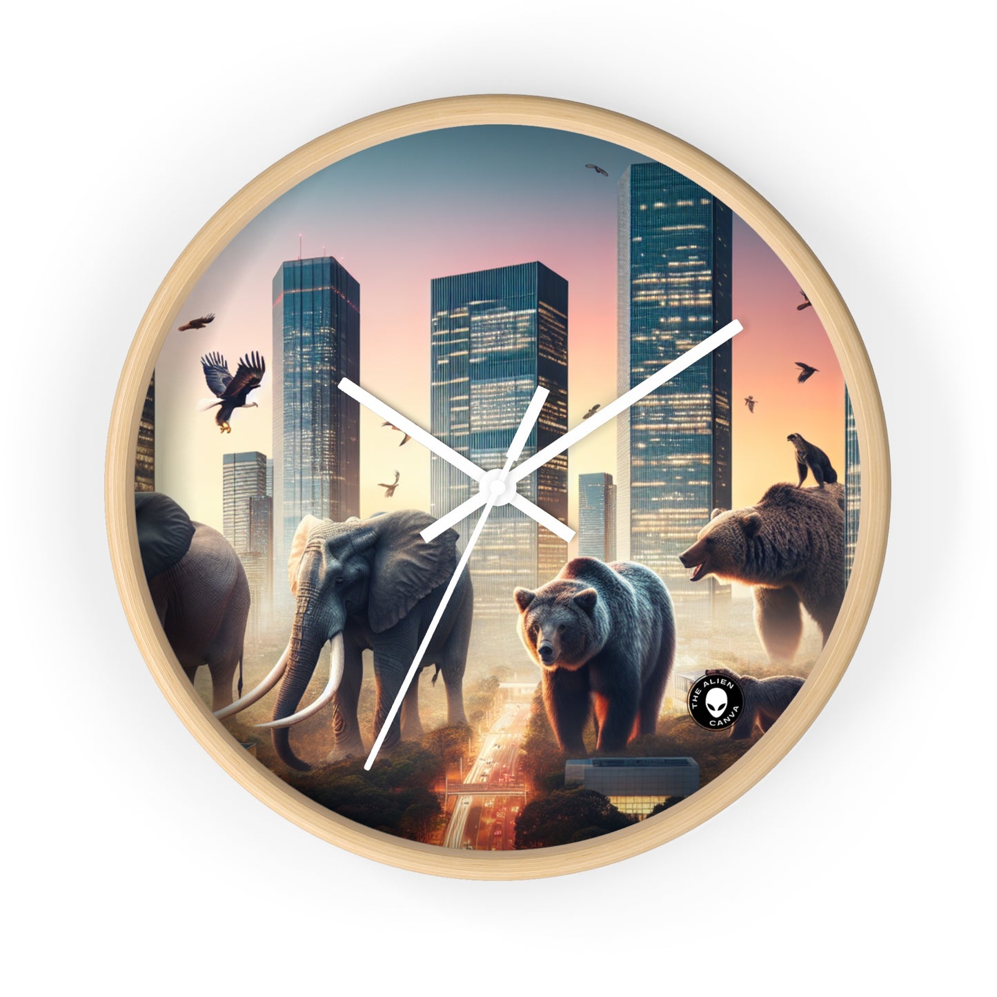 "Urban Zoology: A Surreal Cityscape" - The Alien Wall Clock