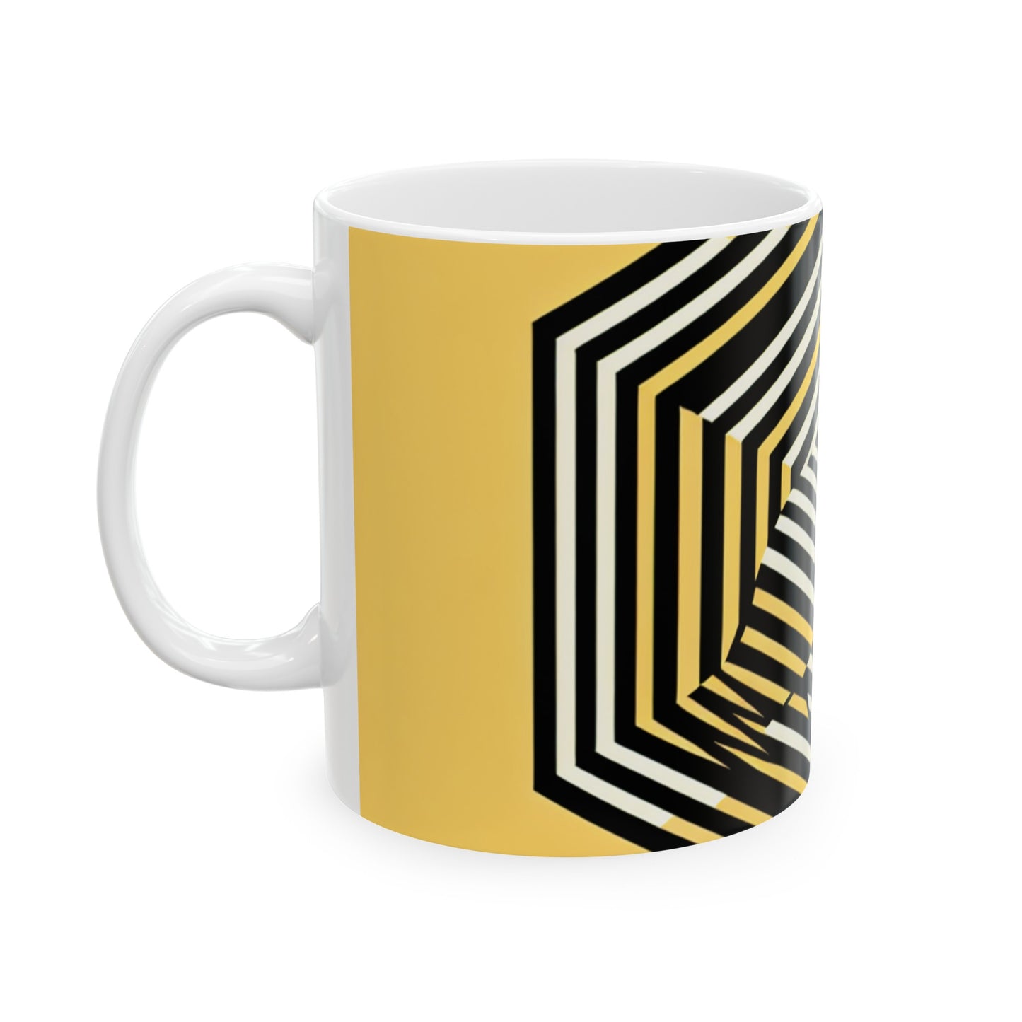 "Dynamic Illusions: Op Art Exploration" - Taza de cerámica The Alien de 11 oz de arte óptico (Op Art)