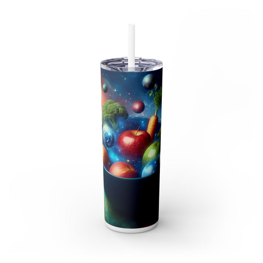 "Galactic Fruit Salad" - The Alien Maars® Skinny Tumbler with Straw 20oz