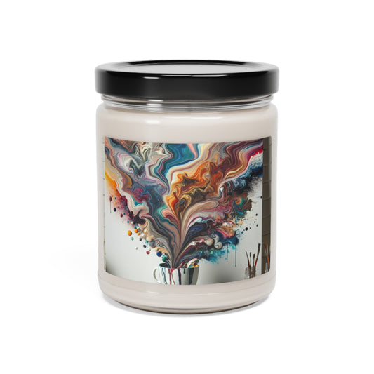 "Un paradis versé par la peinture : Art de coulée acrylique" - La bougie de soja parfumée Alien 9oz Style de coulée acrylique