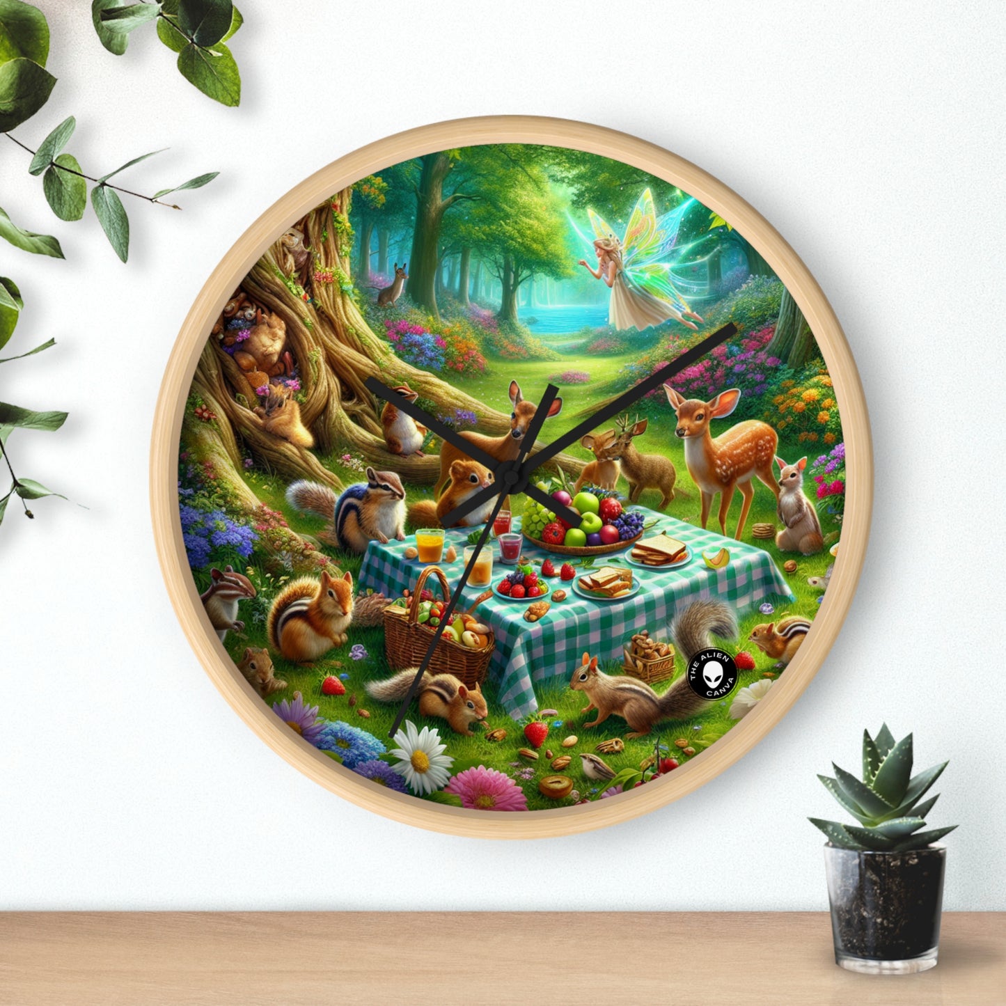 "Enchanted Forest Picnic: A Magical Gathering" - The Alien Wall Clock