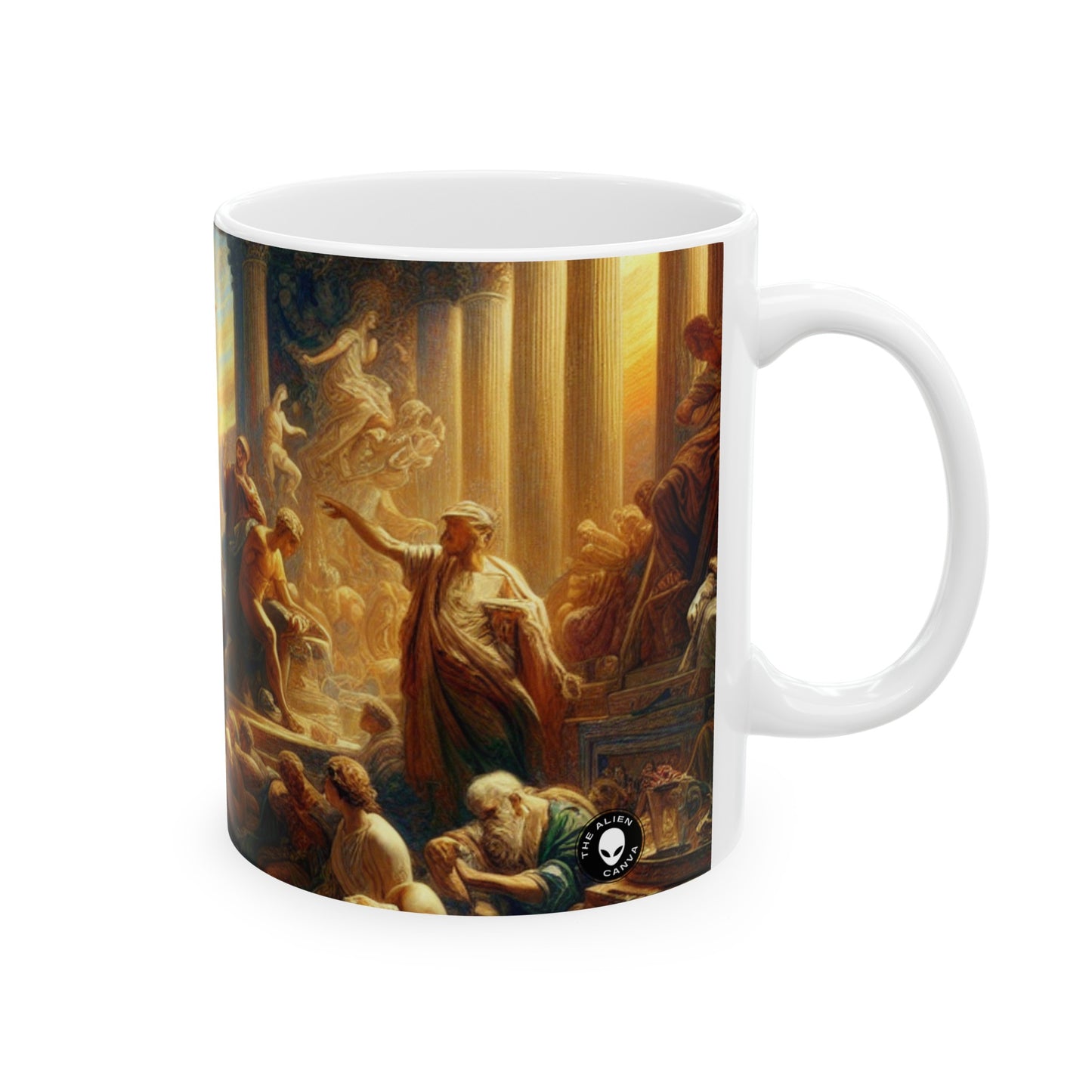 "Renacimiento moderno: Líderes de hoy" - Taza de cerámica The Alien Neoclasicismo de 11 oz