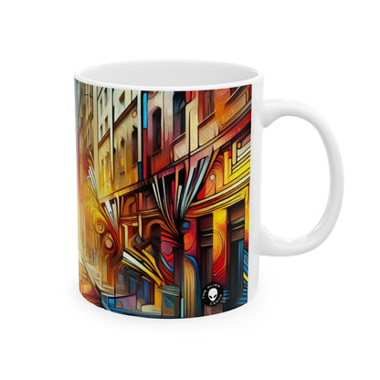 "Ecosistema urbano: una fusión de graffiti" - Taza de cerámica The Alien 11oz Graffiti Art