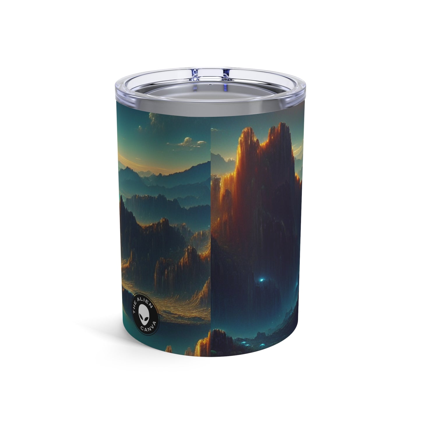 "Un Sueño Extraño: Un Mundo Desconocido en Detalle" - The Alien Tumbler 10oz planètes no descubiertos en style hyperrealista