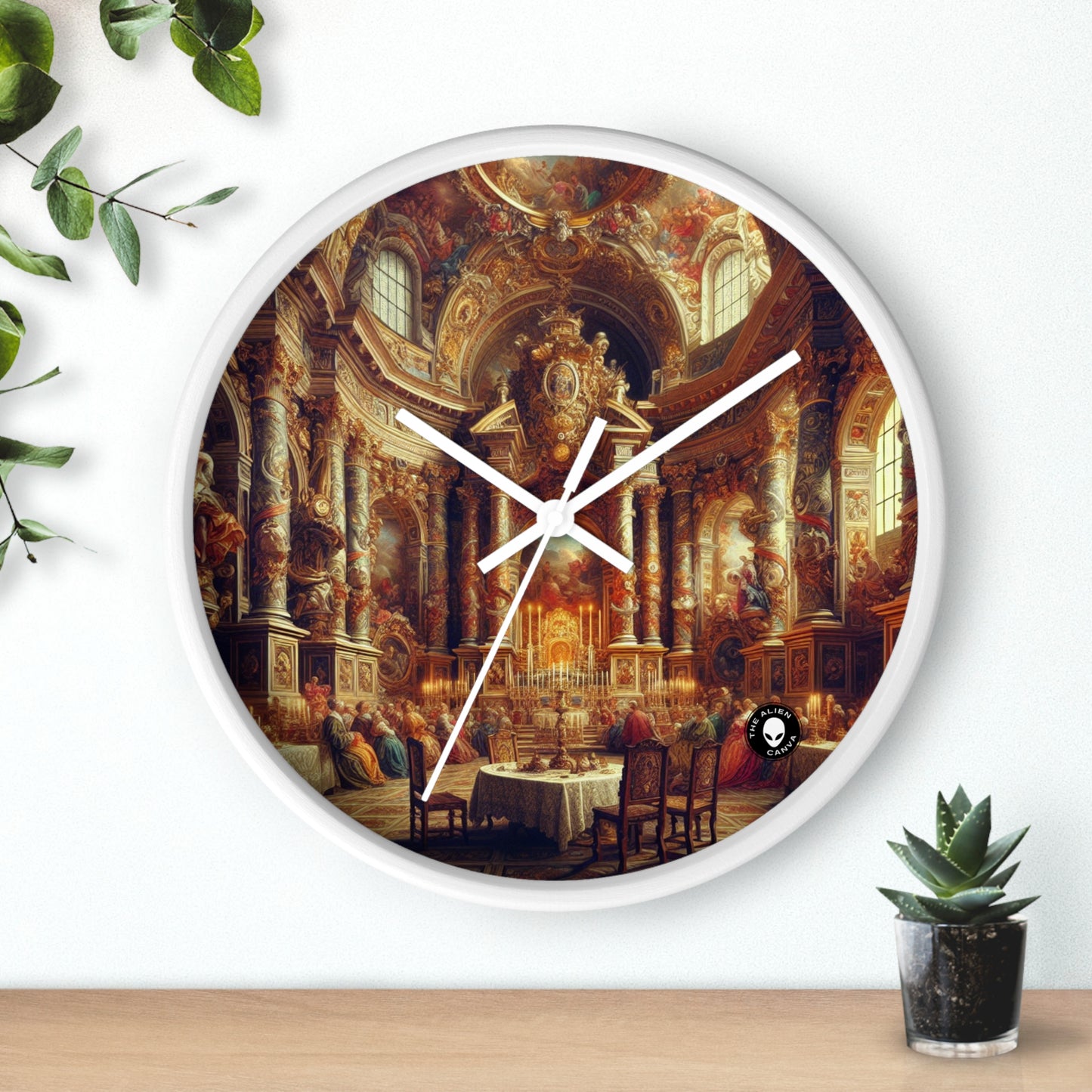 "Masquerade Majesty: Un majestuoso salón barroco" - El reloj de pared alienígena barroco