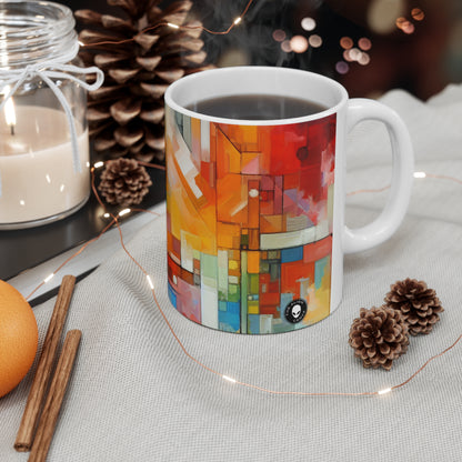 "Optimistic Progress: An Abstract Artwork" - The Alien Ceramic Mug 11oz Abstract Art