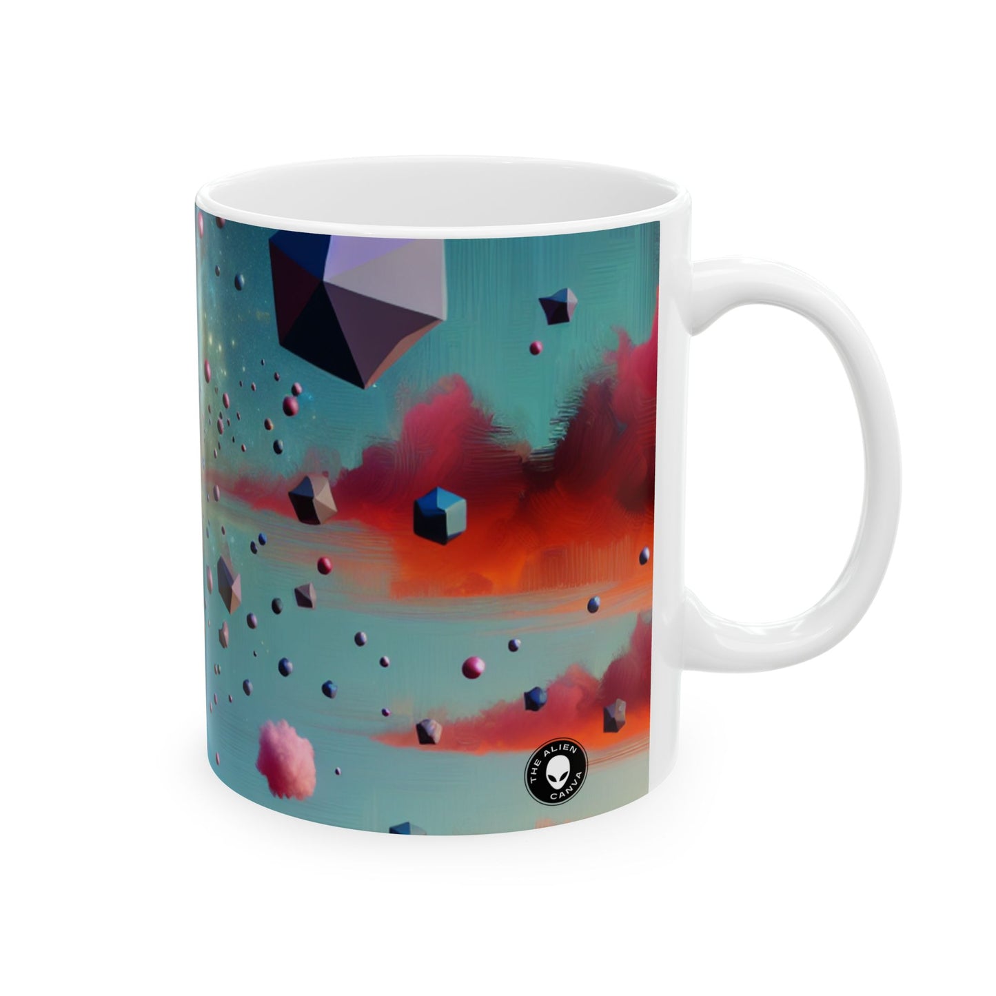 "Dimensiones flotantes: un cielo surrealista" - Taza de cerámica alienígena de 11 oz