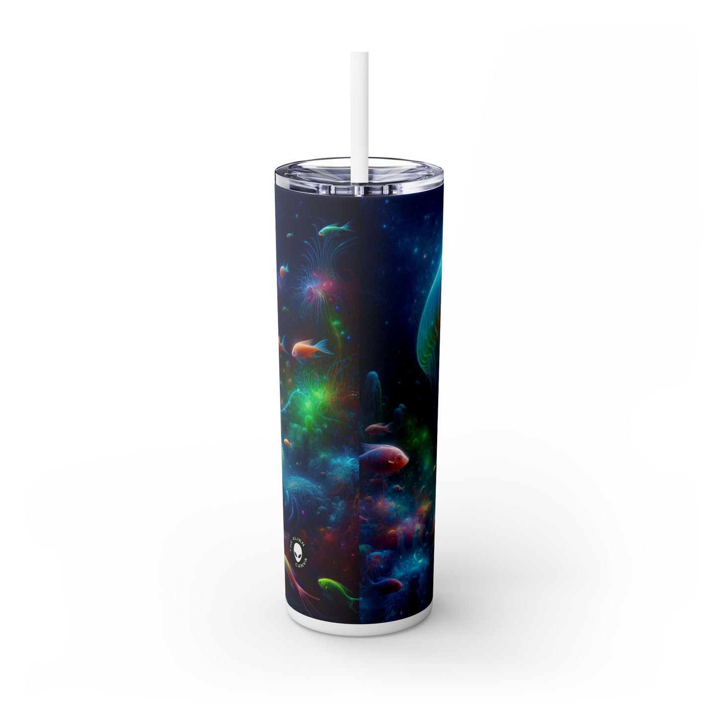 "Glowing Jellyfish in the Enchanted Underwater World" - The Alien Maars® Skinny Tumbler with Straw 20oz