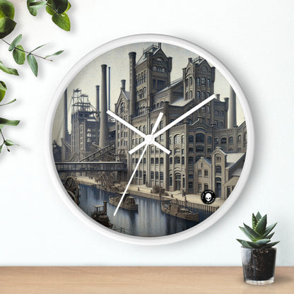 "Precisión urbana: paisaje urbano moderno al estilo del precisionismo" - El reloj de pared alienígena Precisionismo