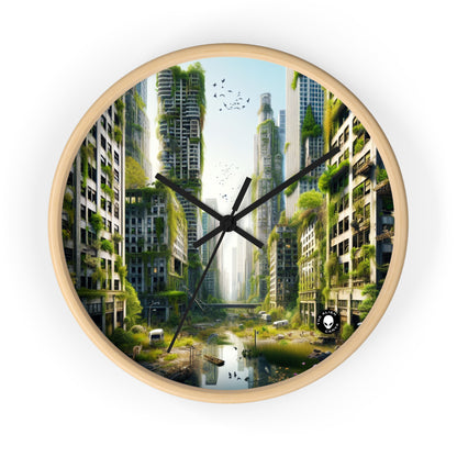 "Nature's Reclamation: A Futuristic Urban Jungle" - The Alien Wall Clock