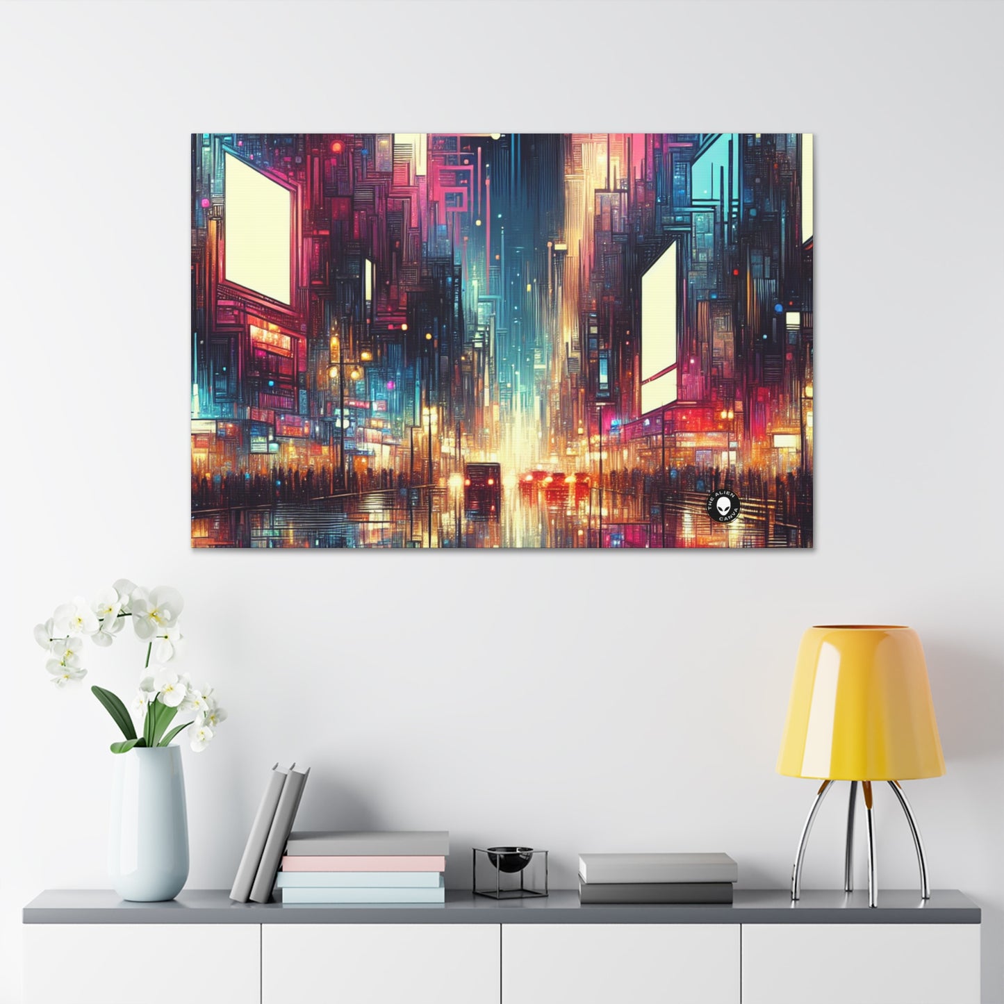 "Cityscape Unveiled: A Neon Night" - The Alien Canva