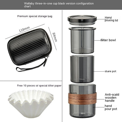 Three-in-one Hand Made Coffee Maker Suit Portable Filter Cup